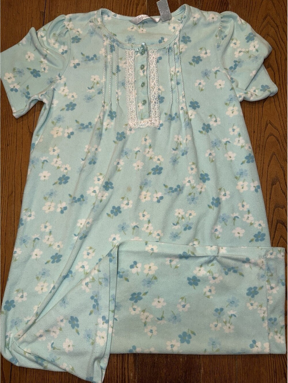 Jasmine Rose Intimates Blue Floral Fleece Nightgown